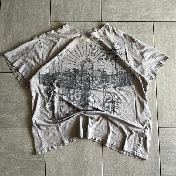Foundry Supply Co Other - Foundry Supply Co Mens 2XL Grey Graphic Tee Airplane Blueprint Distressed Shirt